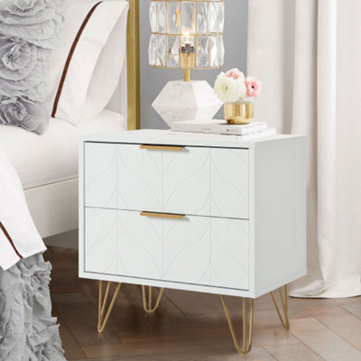 White geometric store nightstand