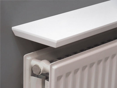 White Beveled Radiator Shelf 120x15x2.5cm