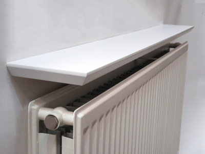 White Beveled Radiator Shelf 120x15x2.5cm