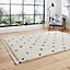 White Black Dotted Modern Abstract Kilim Shaggy Moroccan Dining Room Rug-120cm X 170cm