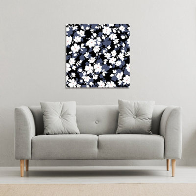 White, Black & Purple Flowers (Canvas Print) / 101 x 101 x 4cm Price Comparisons | Compare The Build