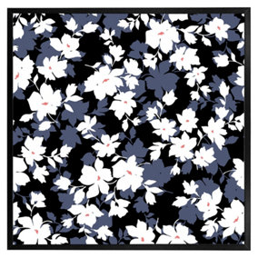 White, black & purple flowers (Picutre Frame) / 20x20" / Brown