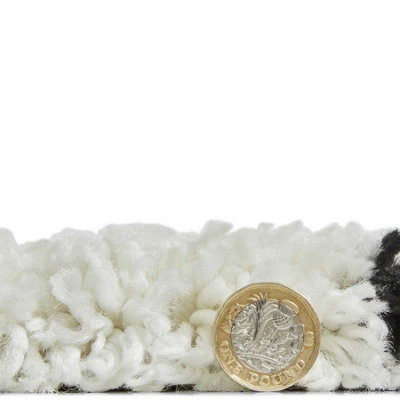 White Black Shaggy Geometric Modern Moroccan Easy to Clean Rug for Living Room, Bedroom and Dining Room-200cm X 290cm