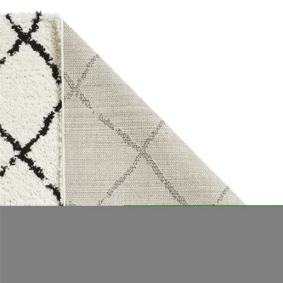 White Black Shaggy Moroccan Modern Geometric Rug for Living Room Bedroom and Dining Room-120cm X 170cm - 4