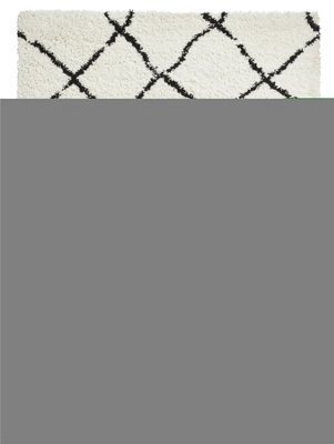 White Black Shaggy Moroccan Modern Geometric Rug for Living Room Bedroom and Dining Room-120cm X 170cm - 5