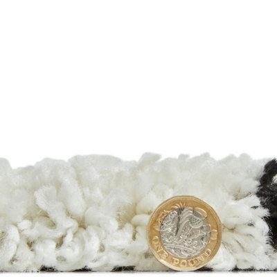 White Black Shaggy Rug, Geometric Rug, Modern Shaggy Moroccan Rug for Bedroom, LivingRoom & DiningRoom-200cm X 290cm