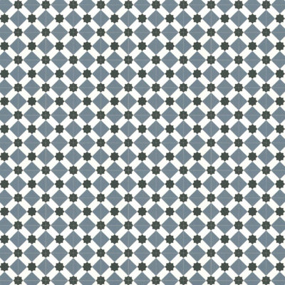 White Blue  Designer Effect Anti-Slip Vinyl Flooring For Kitchen, Bathroom, LivingRoom, 2.8mm Vinyl Sheet-1m(3'3") X 2m(6'6")-2m²
