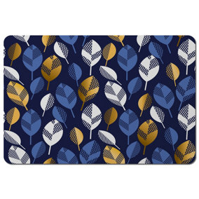 White, Blue & Gold Leaves on Navy Background (Placemat) / Default Title
