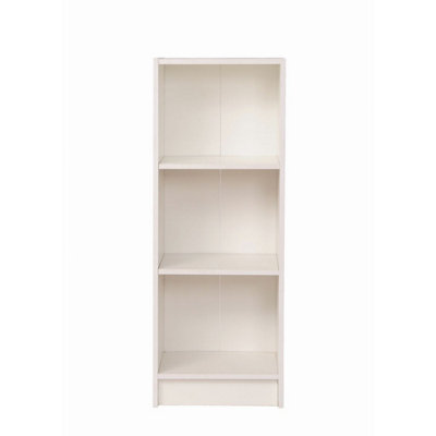 White Bookcase 3 Tier Narrow Shelving Storage Unit Living Room Bedroom