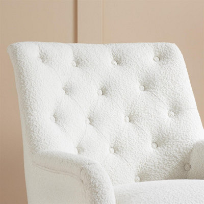 White Boucle Arm Chair Birlea Padstow Easy Chair Fabric Accent