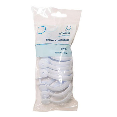 White Button Shower Curtain Rings 12pk One Colour (One Size)