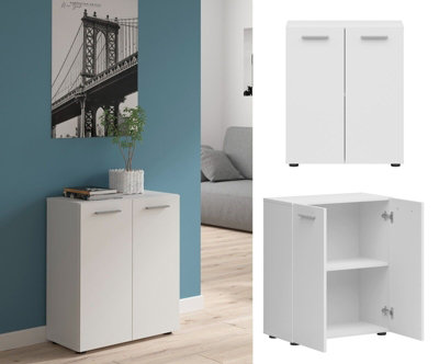 White Cabinet Cupboard Sideboard 2 Door Storage Modern Small Living Room Neno