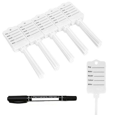 White Car Key Tags x 220 Multi Purpose Self Tie To Identify Your Vehicles