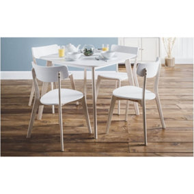 White Casa Square Dining Set with 4 Chairs
