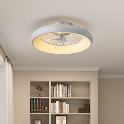 White Ceiling Fan with Lights Dimmable LED Reversible 3 Blades 6 Speed with Remote Control