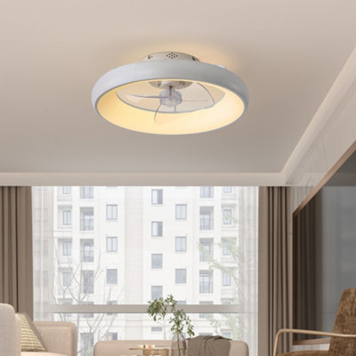 White Ceiling Fan with Lights Dimmable LED Reversible 3 Blades 6 Speed with Remote Control