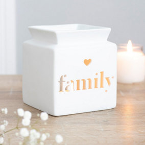 White Ceramic Cube Family Cut out Oil Burner and Wax Melt H12 x W10 cm