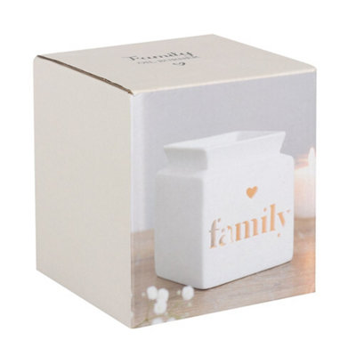 White Ceramic Cube Family Cut out Oil Burner and Wax Melt H12 x W10 cm