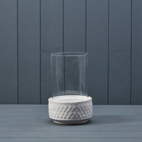 White Ceramic Lantern with Glass