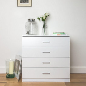 White Chest of 4 Drawers Anti Bowing  Support 67 x 72 x 33 cm