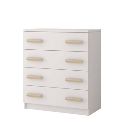 White Chest of Drawers H930mm W800mm D400mm - Oak Sonoma Handles for Natural Kids' Spaces