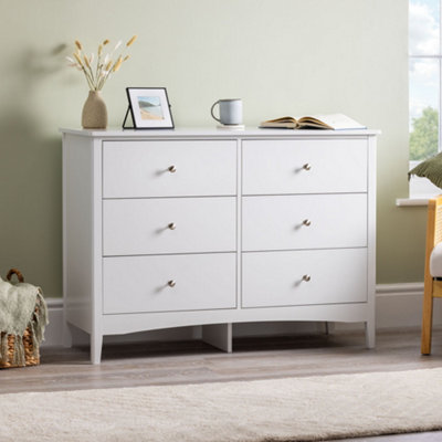 White Chest of Drawers Modern 6 Drawer Bedroom Storage Unit Furniture ...
