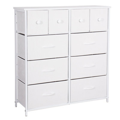 White Chest Of Drawers With Metal Frame, 10 Large Deep Fabric Drawers Organiser Storage