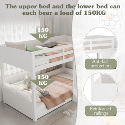 White Children's Bunk Bed with Storage Stairs - Space-Saving 3ft Single ...