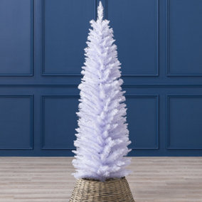 White Christmas Tree Artificial Slim Pencil Spruce with Stand Christow 5ft