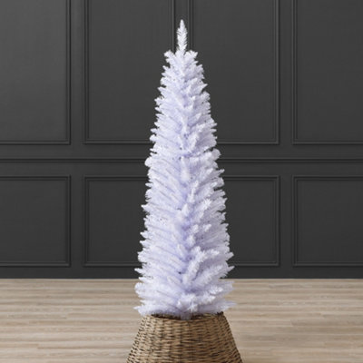 White Christmas Tree Artificial Slim Pencil Spruce with Stand Christow 5ft