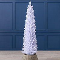 White Christmas Tree Artificial Slim Pencil Spruce with Stand Christow 6ft