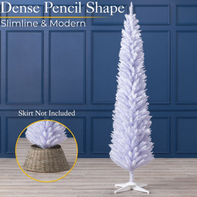 White Christmas Tree Artificial Slim Pencil Spruce with Stand Christow 7ft