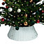 White Christmas Tree Skirt Large Diameter, Rattan/Wicker Effect Xmas Tree Base Cover - Large White
