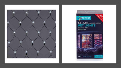 White Christmas Window Net Lights 360 LED 3.5M x 1.2M Multi Action LEDs