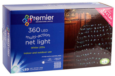 White Christmas Window Net Lights 360 LED 3.5M x 1.2M Multi Action LEDs