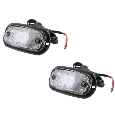 White / Clear LED Front Marker Light / Lamp Trailer Caravan PAIR 12v 24v TR122