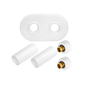 White Collar +2x PEX Connectors Set Radiator Masking Decorative Heater Cover