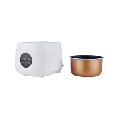 White Compact Digital Rice Cooker with Multi-Cooking Modes