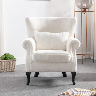 White Coney Suede Upholstered Occasional Armchair with Pillow DIY at B Q