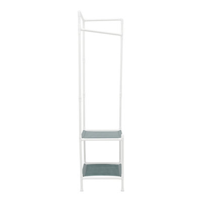White Corner Coat Rack Drying Rack Stand with 2 Tier Shelves 195cm H DIY at B Q