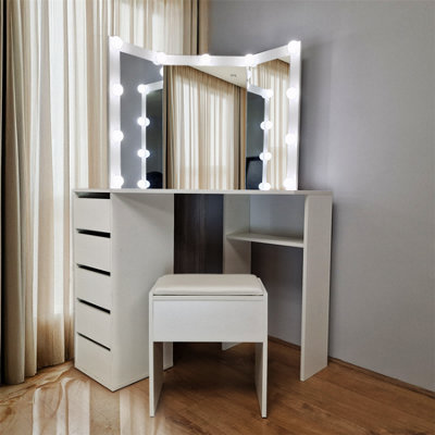 White corner dressing table with mirror sales