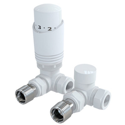 White Corner Thermostatic Radiator Valve Pack (Pairs) DIY at B&Q