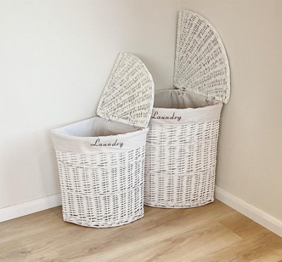 White corner laundry deals basket