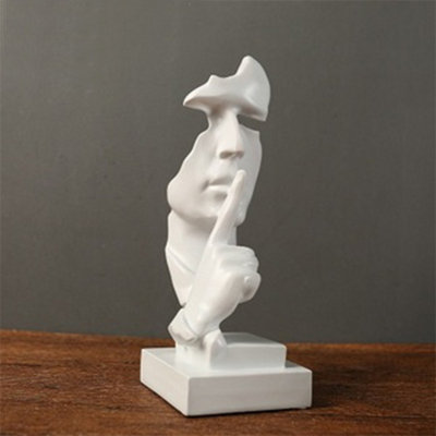 White Creative Silence is Golden Figurine for Tabletop Decor