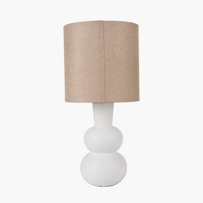 White Curved Bottle Ceramic Table Lamp