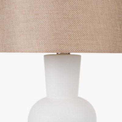 White Curved Bottle Ceramic Table Lamp