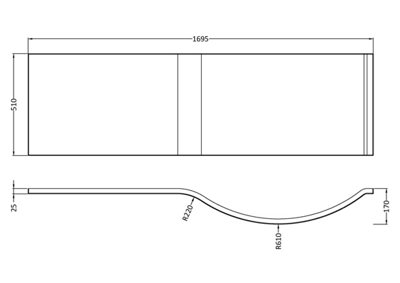 White Curved Shower Bath Acrylic Front Panel - 1700mm - White