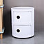 White Cylindrical Multi Tiered Plastic Bedside Storage Drawers Unit Drawer Bedside Chest 40cm H