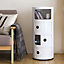White Cylindrical Multi Tiered Plastic Bedside Storage Drawers Unit Drawer Bedside Chest 76cm H
