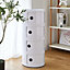 White Cylindrical Multi Tiered Plastic Bedside Storage Drawers Unit Drawer Bedside Chest 76cm H